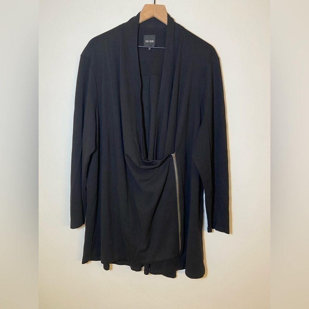 Nic + Zoe Half Zip Cardigan Sweater Womens 2X Black Long Sleeve Viscose - Picture 2 of 8
